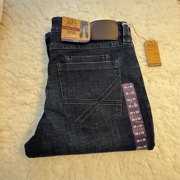 Blue Slim Jeans with Geometric Stitching - Picture 1 of 7